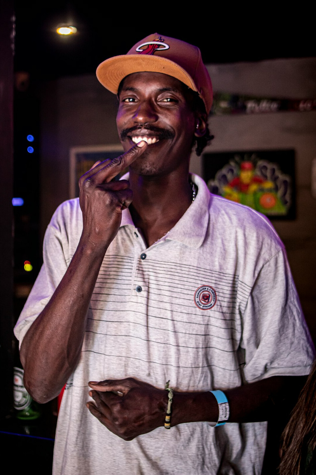Brazilian man smiling during a friendly conversation