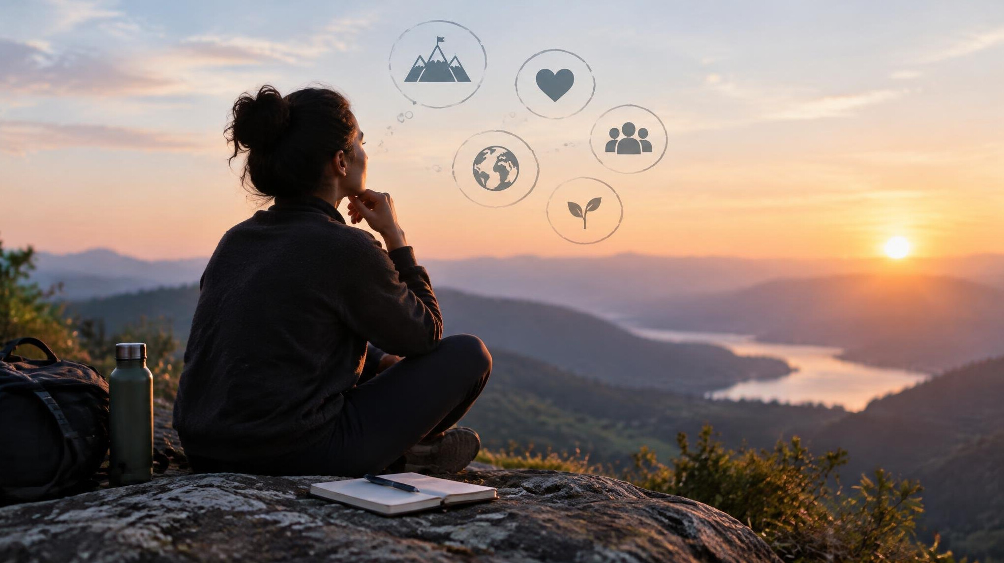 person reflecting on life goals