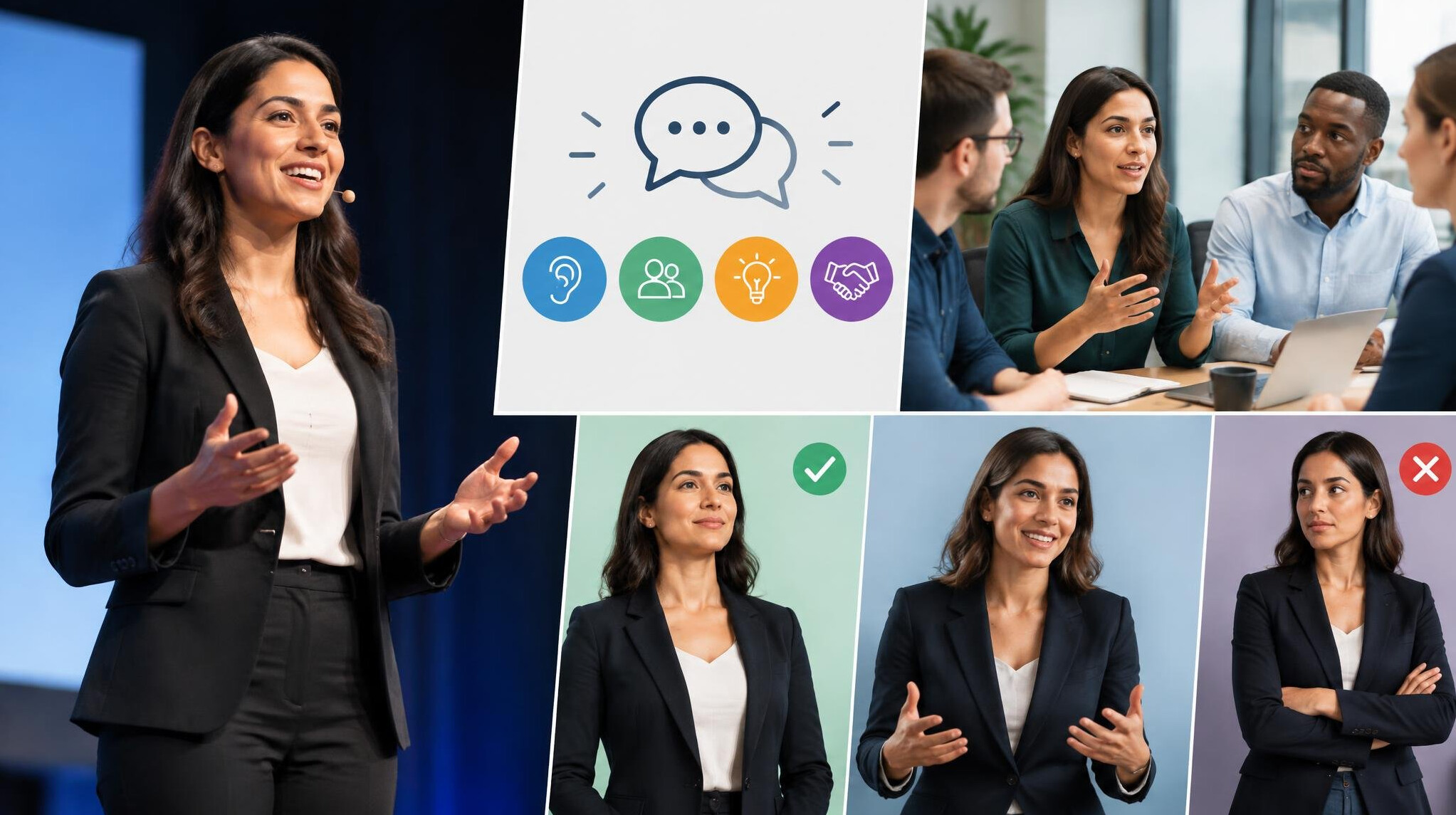 confident speaker on stage